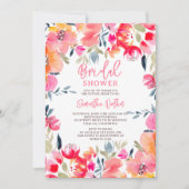 Invitation Bohème rose aquarelle fleurs douche nuptiale (Devant)