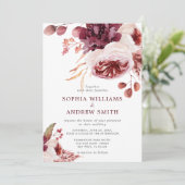 Invitation Bohème Rose de automne Mariage Floral (Debout devant)