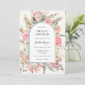 Invitation Bohème Rose Floral Douche nuptiale (Debout devant)
