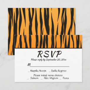 Invitation Bohème RSVP Impression Tigre Noir Or Animal Rayure