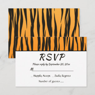 Invitation Bohème RSVP Impression Tigre Noir Or Animal Rayure