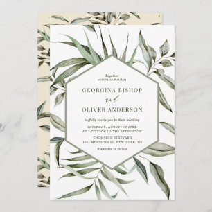 Invitation Bohème rustique Aquarelle verte Mariage d'automne