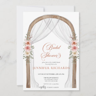 Invitation Bohème Rustique Fête de Mariage Vintage Rose