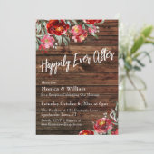 Invitation Bohème Rustique Fleurs Rouges Bourgueil Pour Toujo (Debout devant)