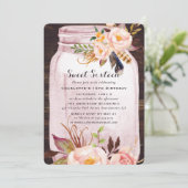 Invitation Bohème Rustique Mason Jar Rose Sweet 16 Anniversai (Debout devant)