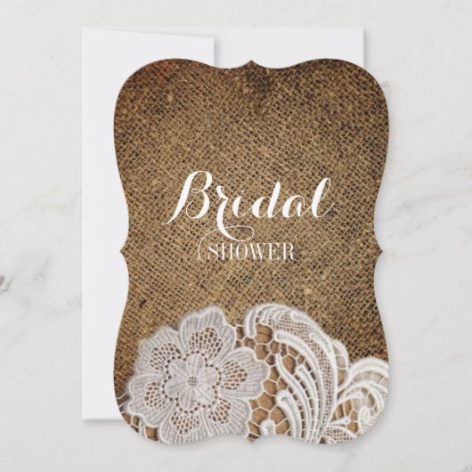 Invitation bohème rustique pays occidental burlap et dentelle (Devant)