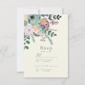 Invitation Bohème Sage vert et rougissant Chic Floral Fleurs (Devant)