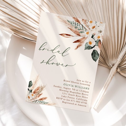 Invitation Bohème séché Fête des mariées de verdure fleurie