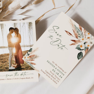 Invitation Bohème Séché Floral Verdure Économisez La Date