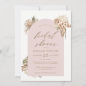 Invitation Bohème séché Palm Feuille Fête des mariées rose (Devant)