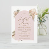 Invitation Bohème séché Palm Feuille Fête des mariées rose (Debout devant)