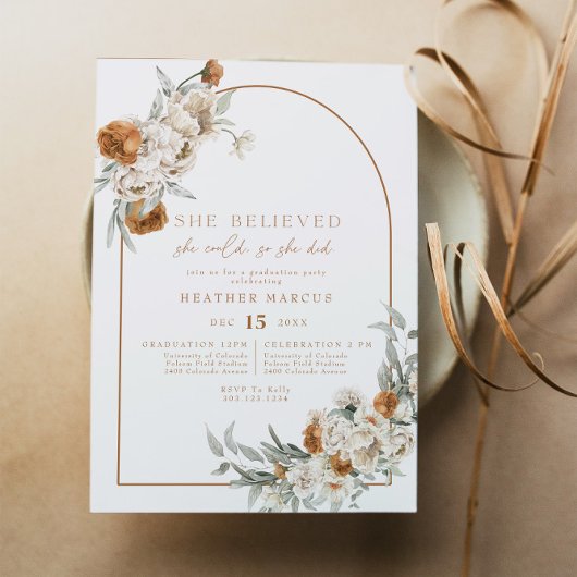 Invitation BOHEME Terracotta Floral Boho Arch Graduation