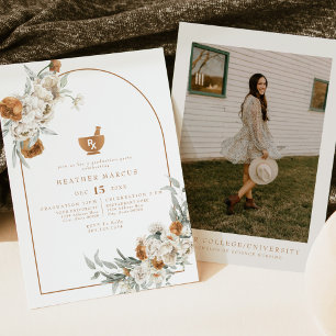 Invitation BOHEME Terracotta Floral Boho Pharmacy Graduation