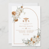 Invitation BOHEME Terracotta Floral Boho RN Nurse Graduation (Devant)