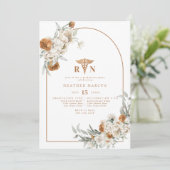 Invitation BOHEME Terracotta Floral Boho RN Nurse Graduation (Debout devant)