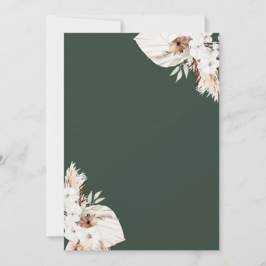 Invitation bohème verdure pampas mariage de automne invitatio (Dos)