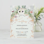 Invitation Bohème vert verdoyant Arc doré jardin Mariage (Debout devant)