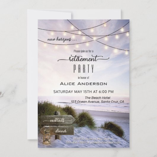 Invitation Bohemian Beach String Lights Retraite Party Invi (Devant)