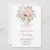 Invitation Bohemian Blush Peonies Gold Border Wedding Invite (Devant)