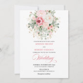 Invitation Bohemian Blush Peonies Gold Glitter Wedding Invite (Devant)