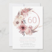 Invitation Bohemian Blush Wreath 60e fête d'anniversaire (Devant)