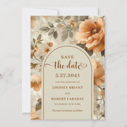 Invitation Bohemian Boho Earthy Ivory Sage Floral Save Date (Devant)