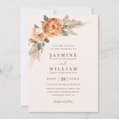 Invitation Bohemian Bouquet Rustic Elegant QR Code Wedding (Devant)