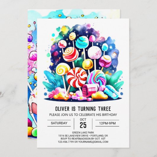 Invitation Bohemian Candyland Printemps (Devant / Derrière)