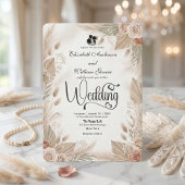 Invitation Bohemian Cream Chic Floral Rustic Wedding