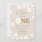 Invitation Bohemian Daisy Floral 1er anniversaire (Devant)