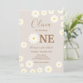 Invitation Bohemian Daisy Floral 1er anniversaire (Debout devant)