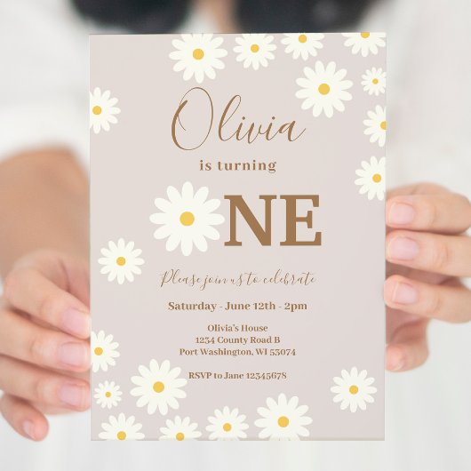 Invitation Bohemian Daisy Floral 1er anniversaire