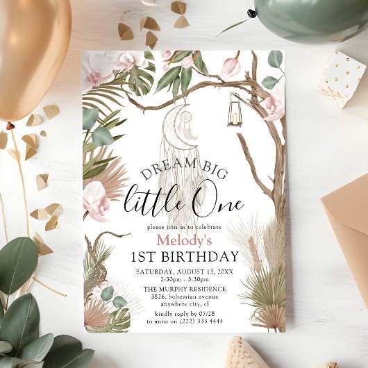 Invitation Bohemian Dream Big Boho Botanical 1er Anniversaire