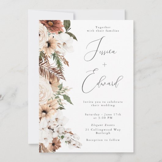 Invitation Bohemian Dream Floral Mariage (Devant)