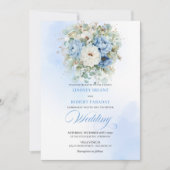 Invitation Bohemian Dusty Blue Peony Eucalyptus Wedding Invit (Devant)