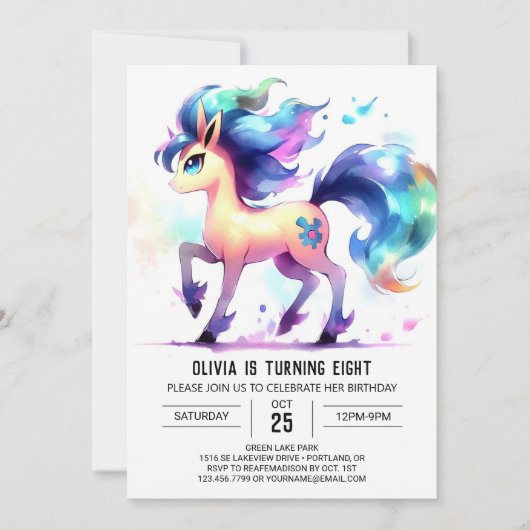 Invitation Bohemian Editable Horse Anniversaire (Devant)