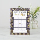Invitation Bohemian Elephant et Chevron Baby shower Bingo (Debout devant)