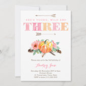 Invitation Bohemian Fall Girl 3ème fête d'anniversaire (Devant)