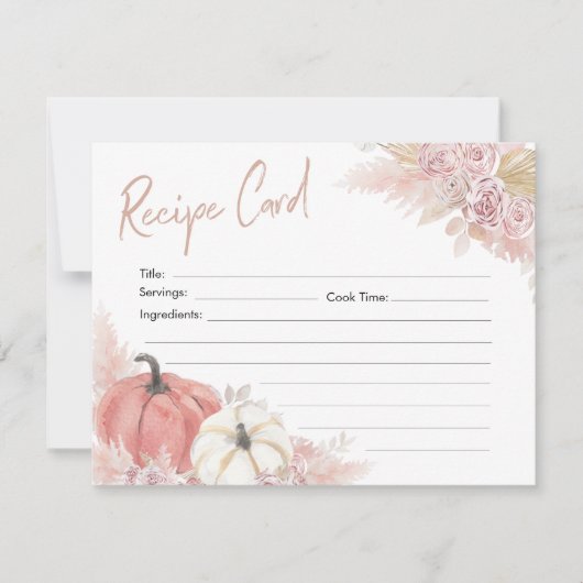 Invitation Bohemian Fall in Love Citrouille Recette Card (Devant)