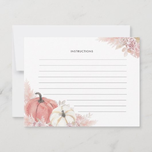 Invitation Bohemian Fall in Love Citrouille Recette Card (Dos)