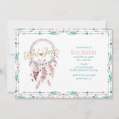 Invitation Bohemian Feather Drecher Catcher Fête des mariées (Devant)