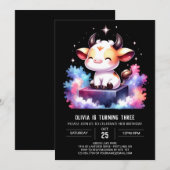 Invitation Bohemian Kids Cow Anniversaire (Devant / Derrière)