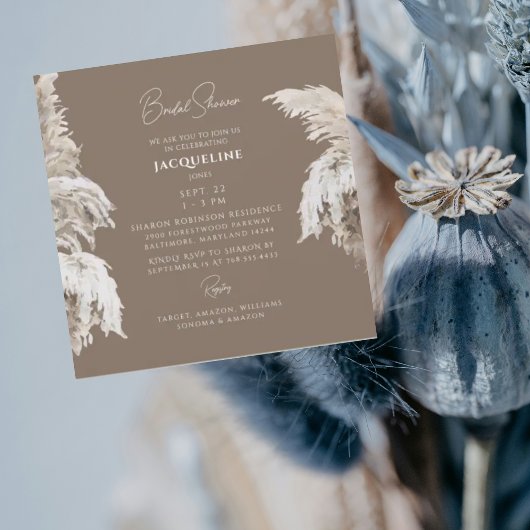 Invitation Bohemian Lush Boho Brown Carré Fête des mariées