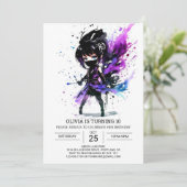 Invitation Bohemian Ninja Printable Girl Birthday (Debout devant)