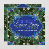 Invitation Bohemian Peacock lacy décor Anniversaire Dîner (Devant / Derrière)