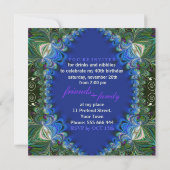 Invitation Bohemian Peacock lacy décor Anniversaire Dîner (Dos)