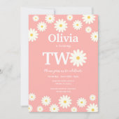 Invitation Bohemian Pink Daisy Floral 2e fête d'anniversaire (Devant)