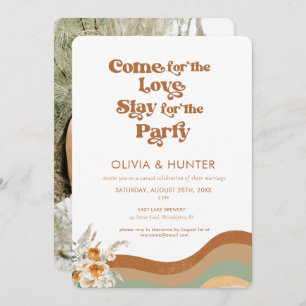 Invitation Bohemian Retro Photo Mariage Décontracté