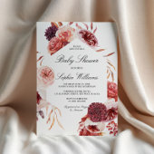 Invitation Bohemian Rose Marsala Baby Shower
