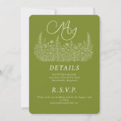 Invitation Bohemian Wild Flower Line Floral Monogram  (Dos)
